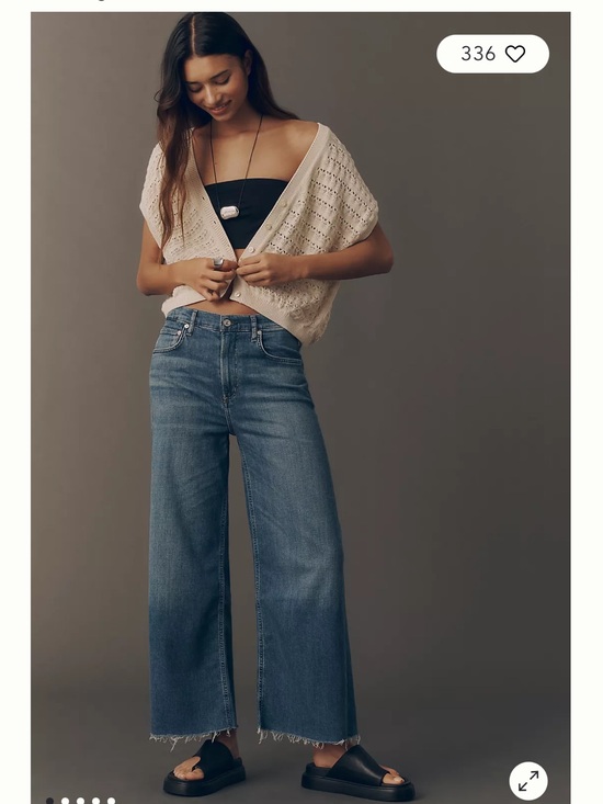 Citizens Of Humanity Denim - Citizens Of Humanity Lyra Medium Blue Cropped Wide-Leg Jeans 26